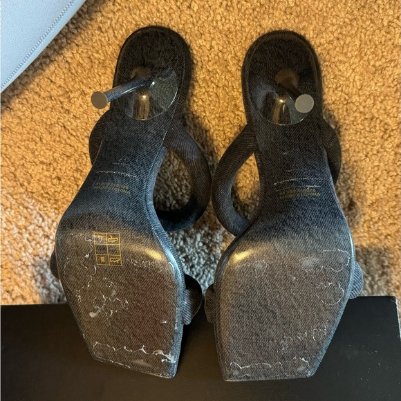 Alexander Wang - Gray Julie 105mm Denim Tubular Heeled Sandals - Picture 4 of 4